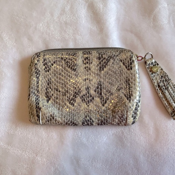 Abas Handbags - Abas snakeskin leather small clutch/coin purse with tassel pull closure
